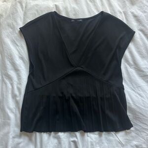 Zara Black Pleated Women's Top